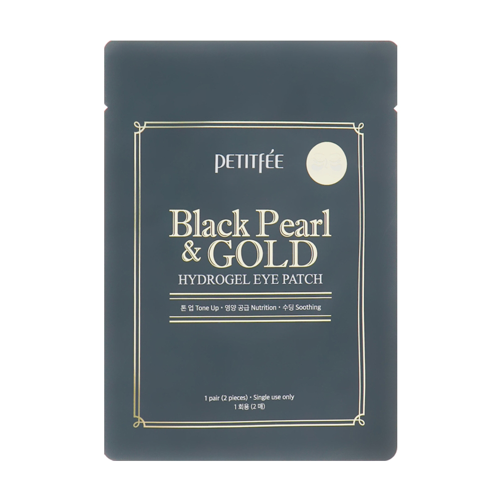 Гідрогелеві патчі для шкіри навколо очей Petitfee &amp; Koelf Black Pearl &amp; Gold Hydrogel Eye Patch з золотом і чорними перлами, 2 шт